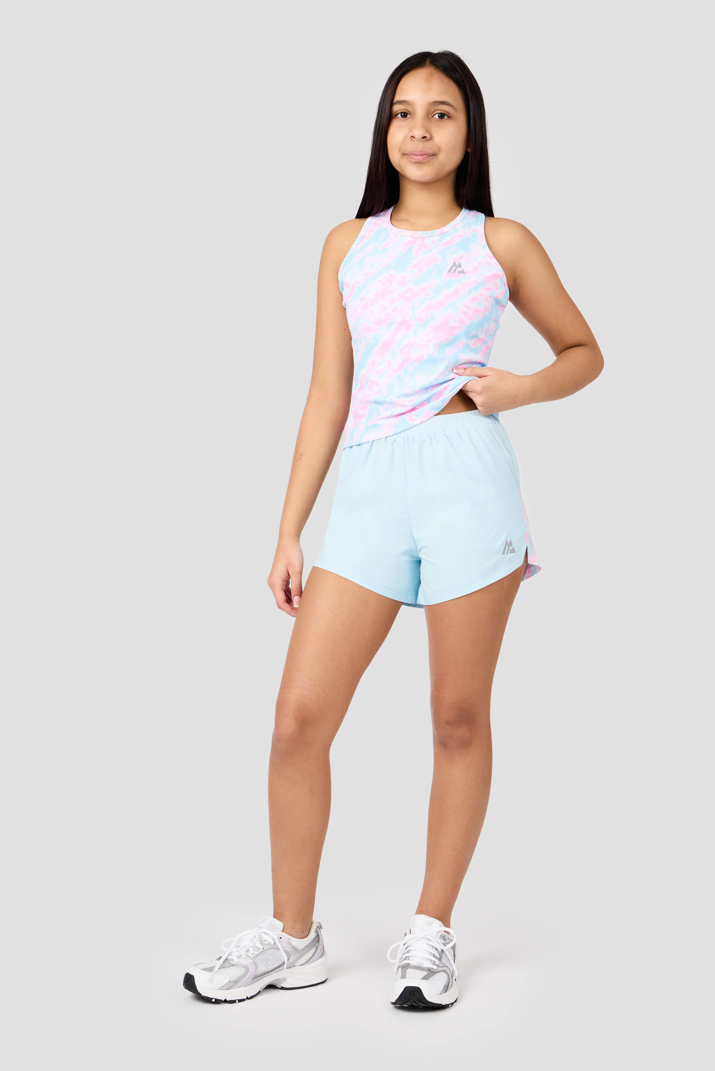 Girls Celeste Woven Short - Misty Blue/Candy Floss/White - Image 3