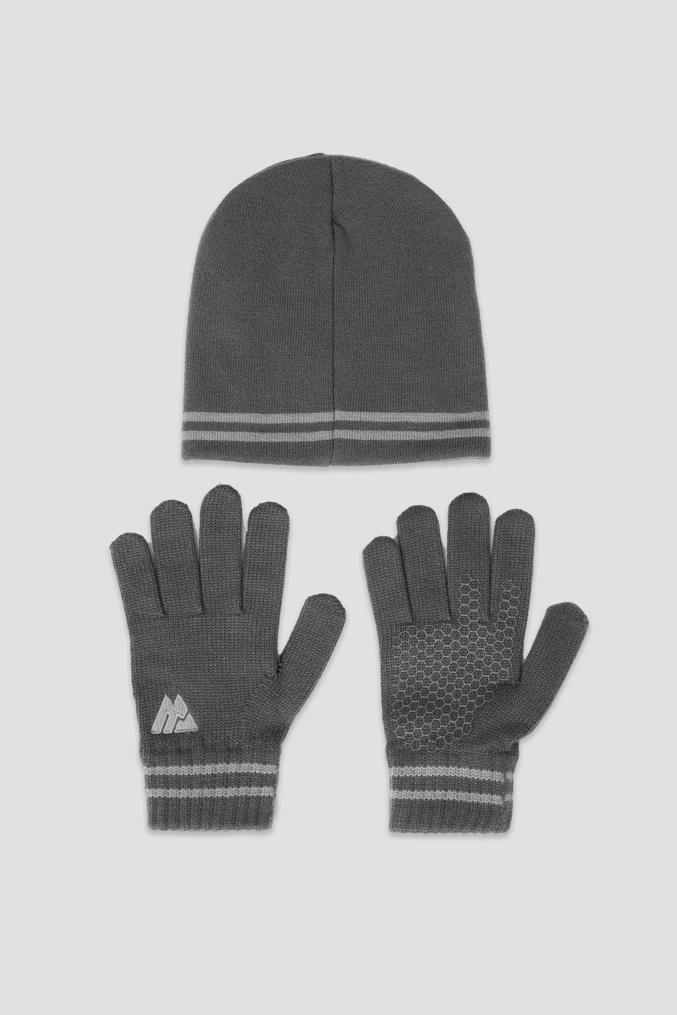 Junior Ibex Beanie/Gloves Set - Cement Grey/Platinum Grey - Image 3