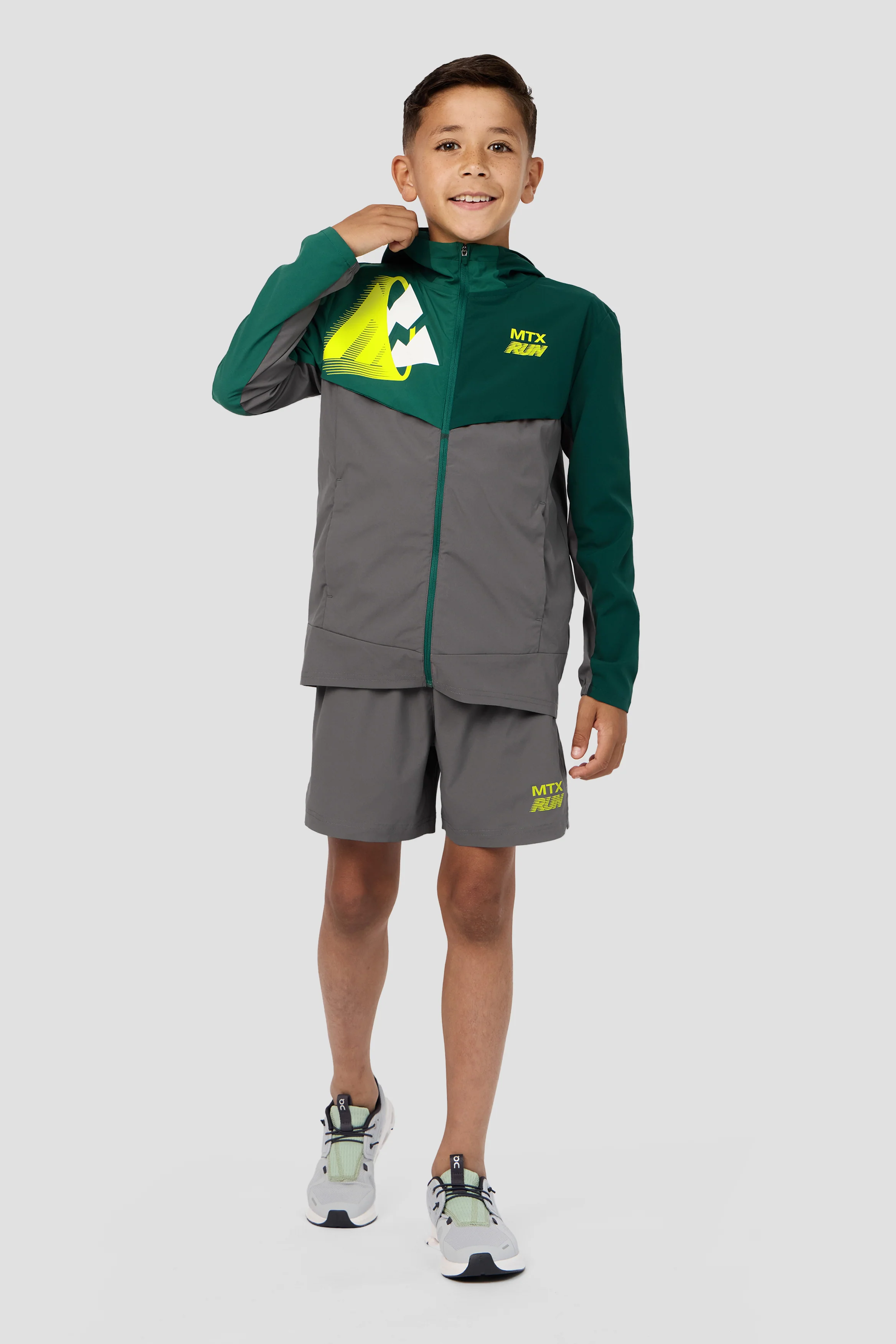 Boys MTX Run Jacket - Cement Grey/Evergreen/Sherwood - Image 3