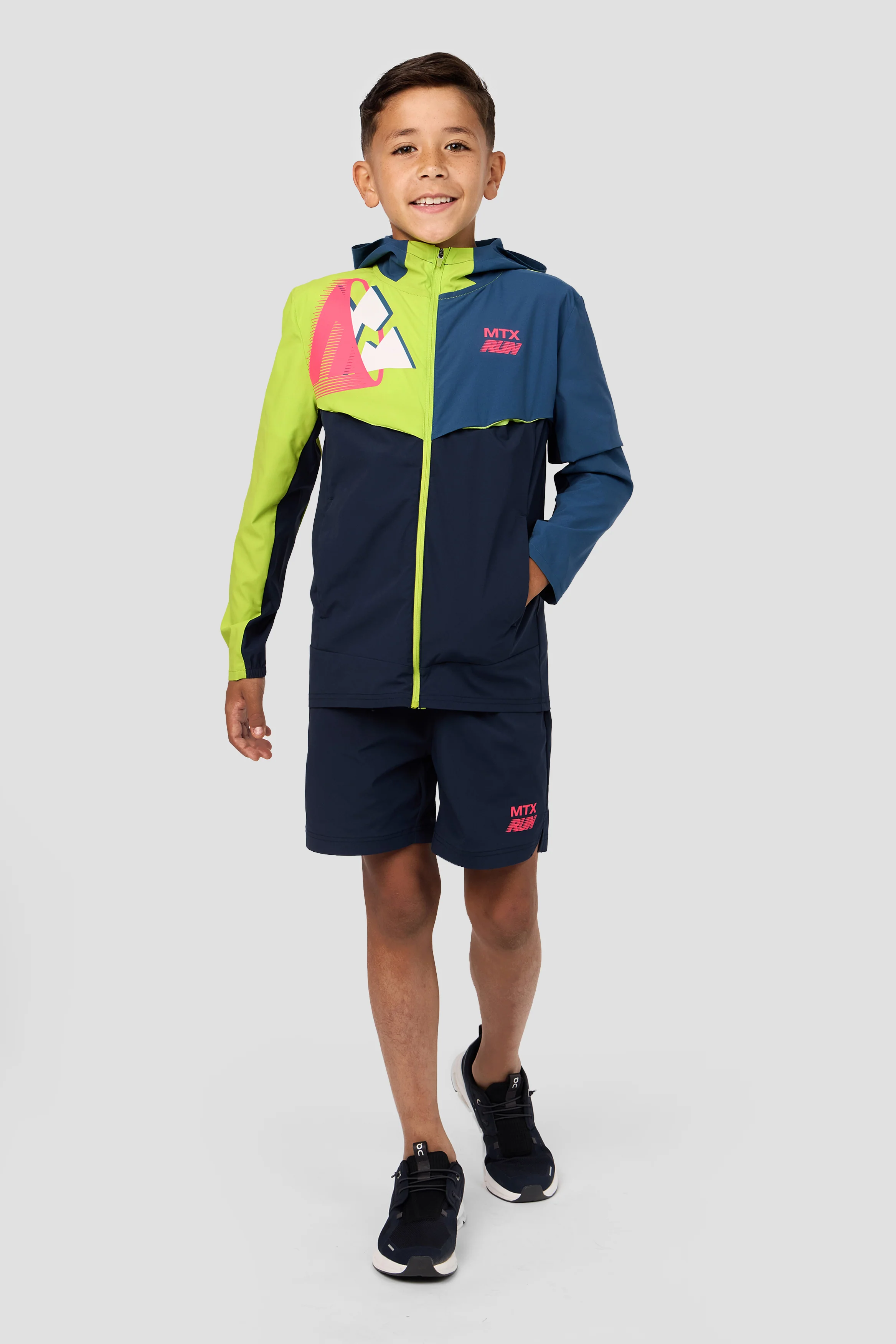 Boys MTX Run Jacket - Midnight Blue/Naval/Hazard - Image 3