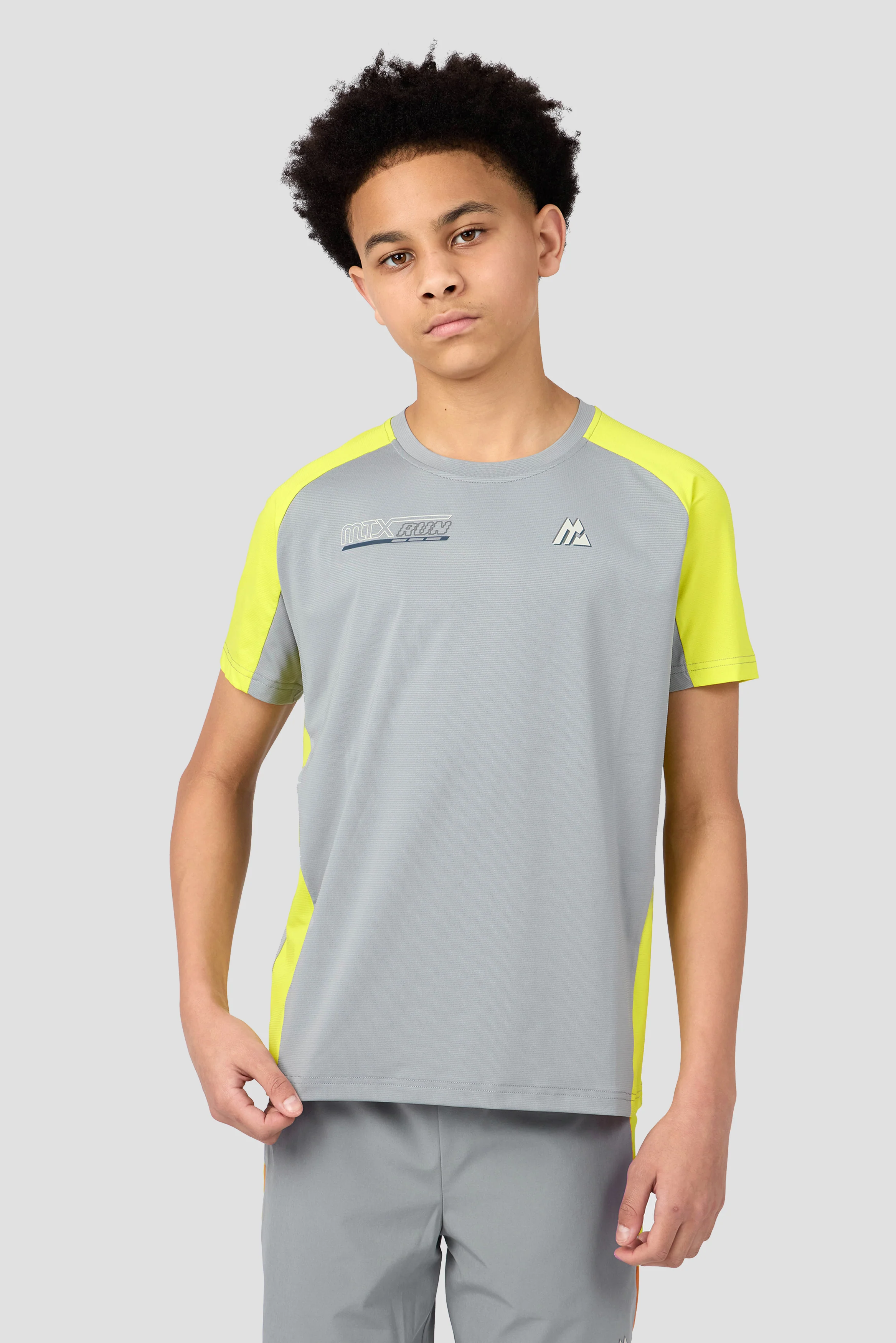 Boys MTX Run Turbo T-Shirt - Platinum Grey/Electric Lime