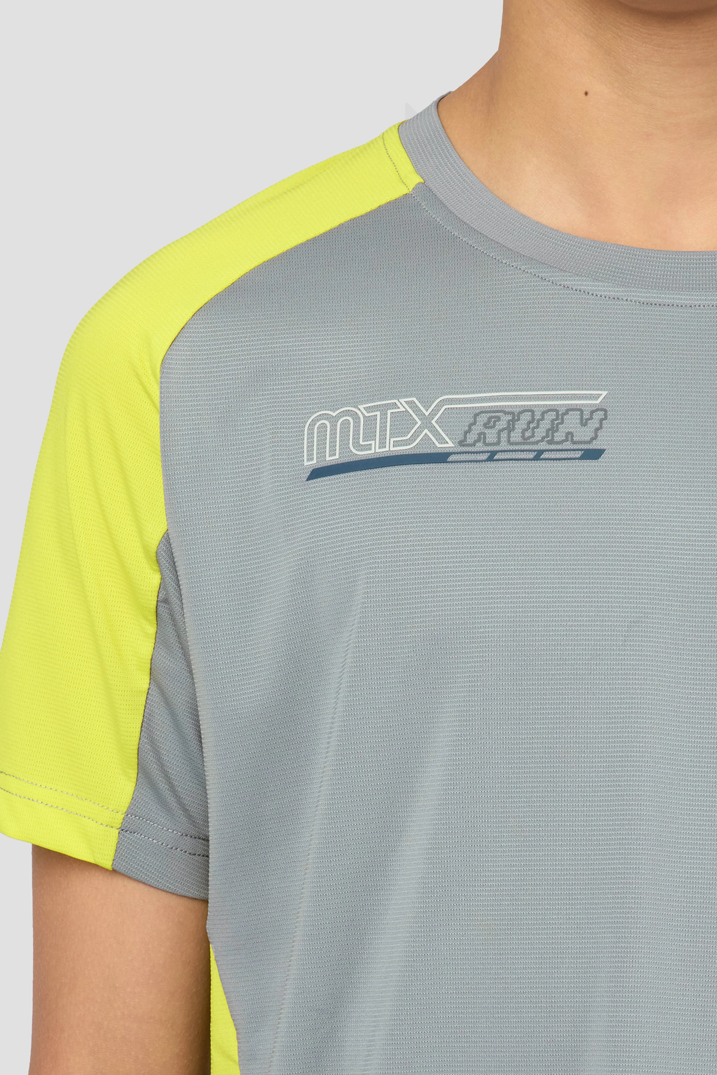 Boys MTX Run Turbo T-Shirt - Platinum Grey/Electric Lime - Image 4