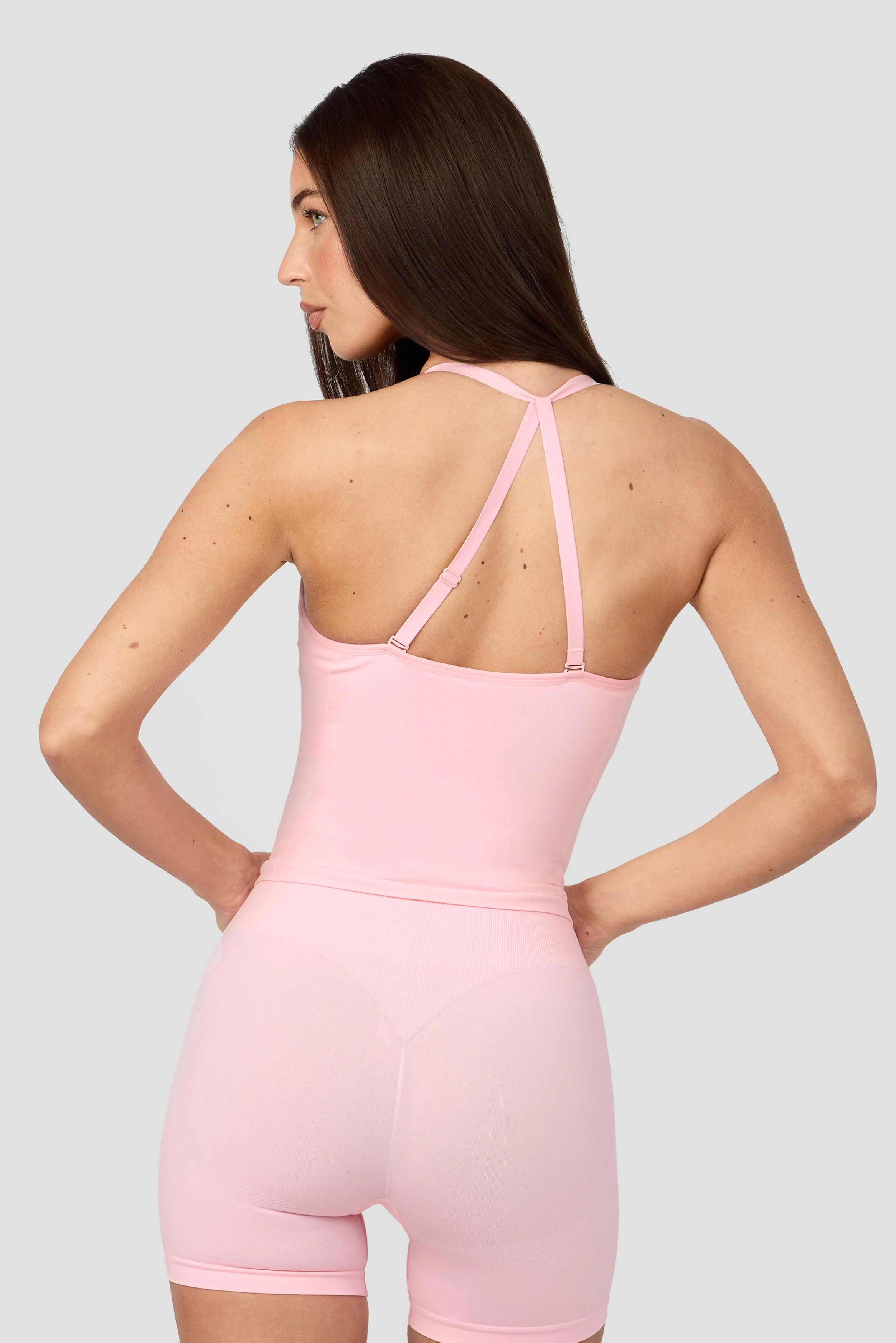 Muse Seamless Halter Neck Tank - Light Pink - Image 2