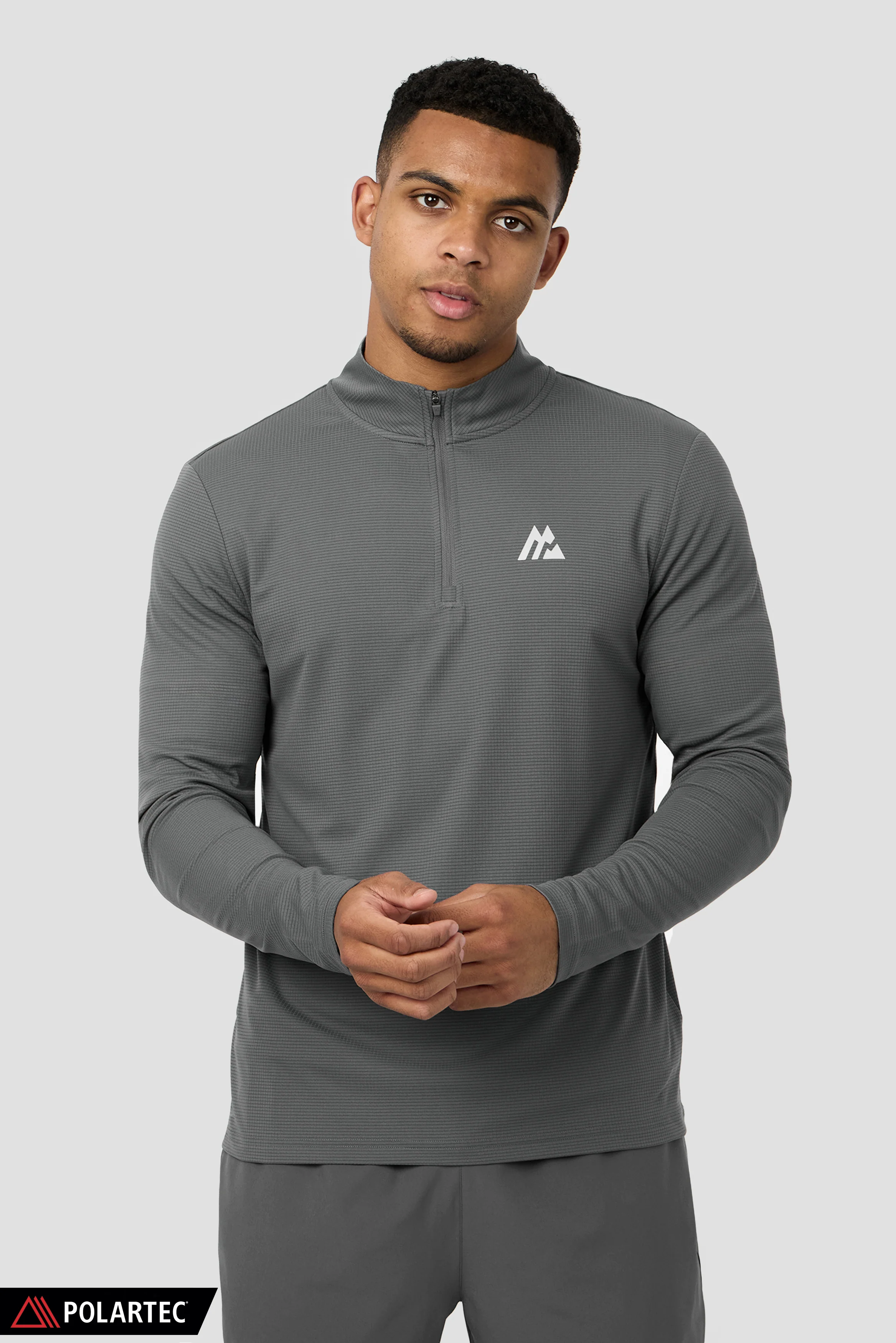 Peak Gridded Polartec® 1/4 Zip - Cement Grey - Image 2