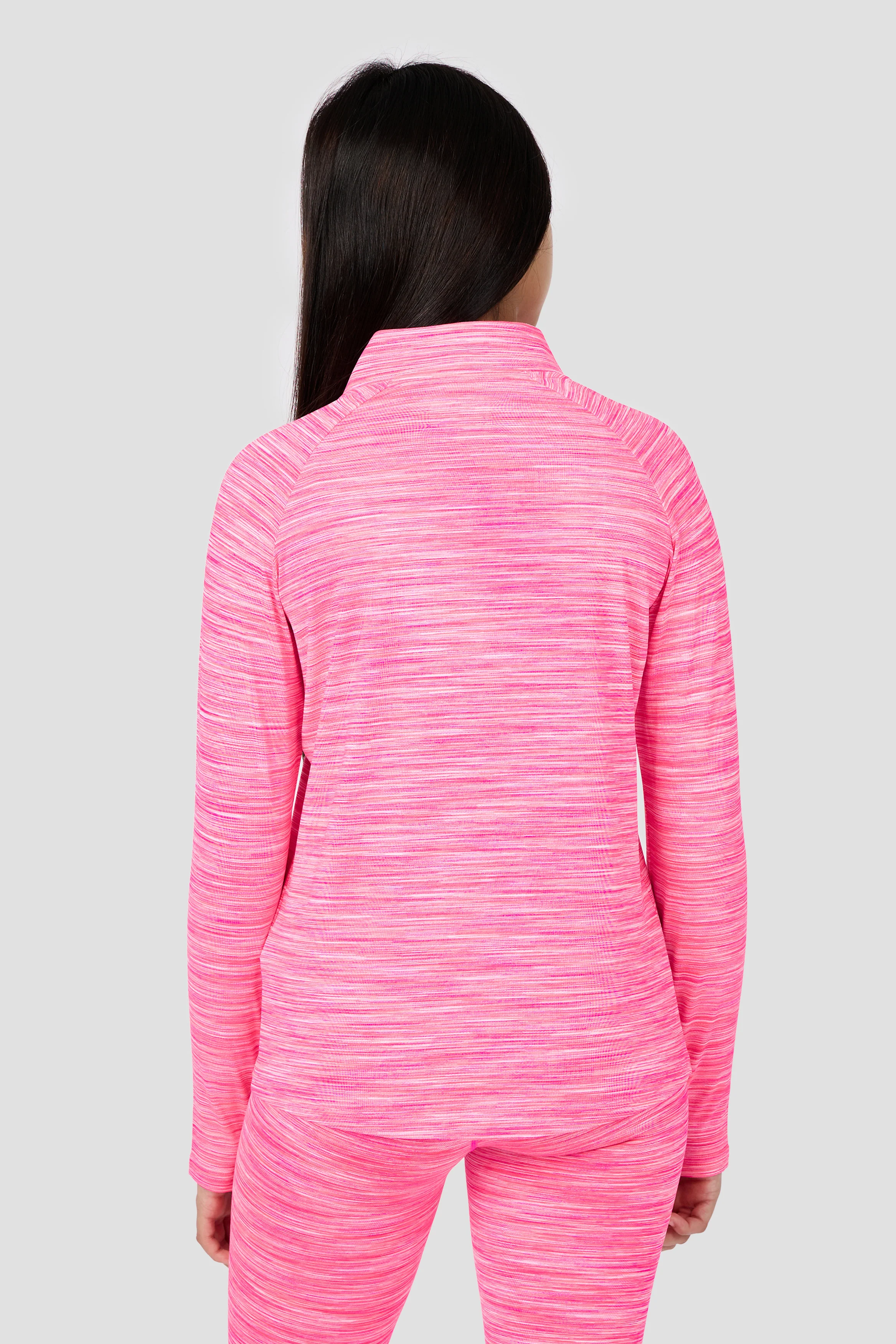 Girls Trail 1/4 Zip - Neon Pink Multi/White - Image 2
