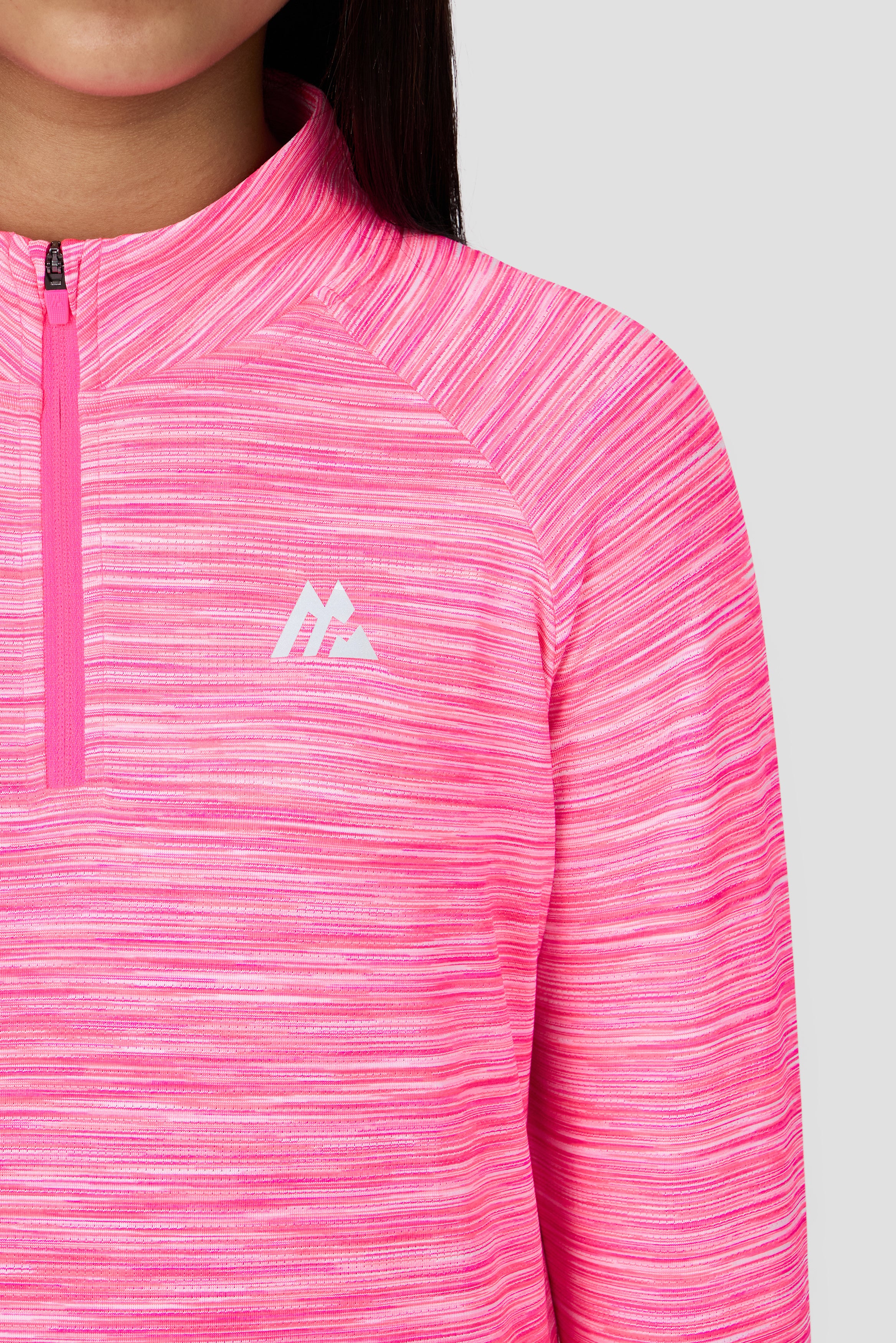Girls Trail 1/4 Zip - Neon Pink Multi/White - Image 3