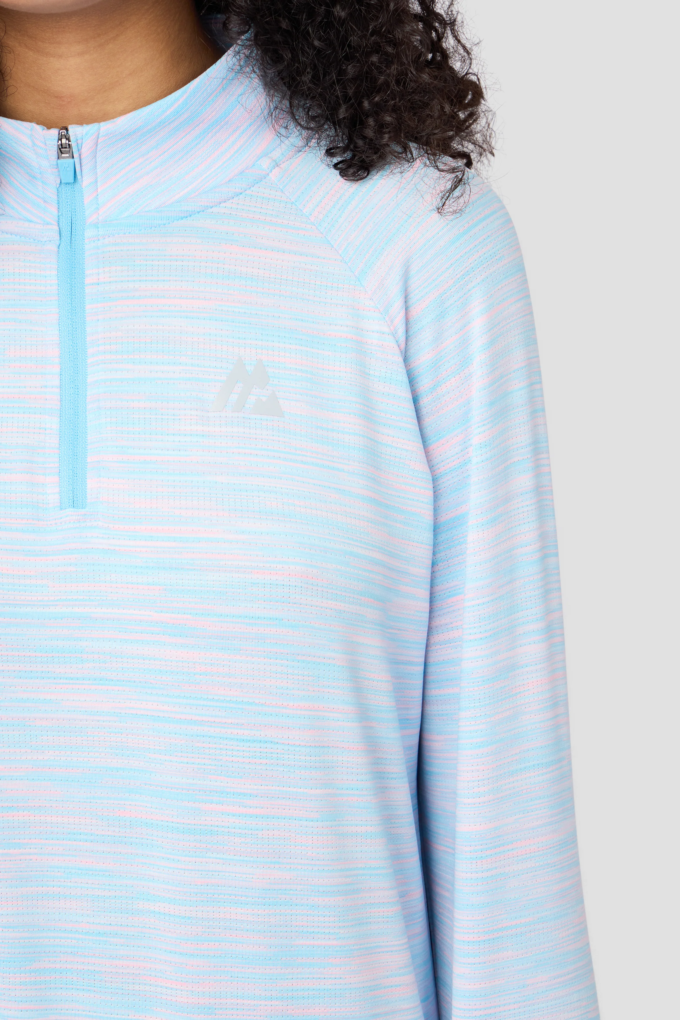 Girls Trail 1/4 Zip - Light Blue/Pink - Image 3