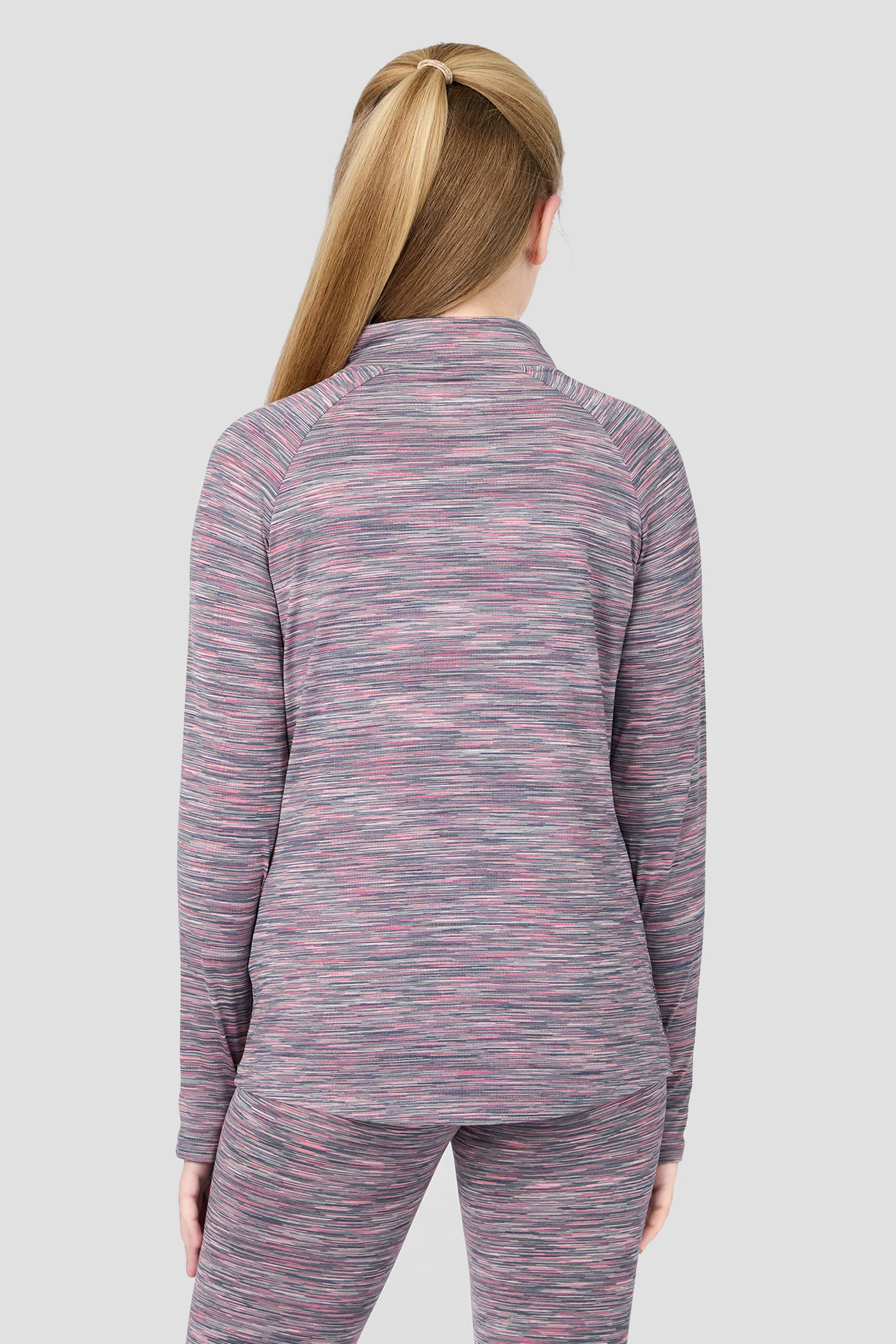 Girls Trail 1/4 Zip - Grey Multi/Pink - Image 2