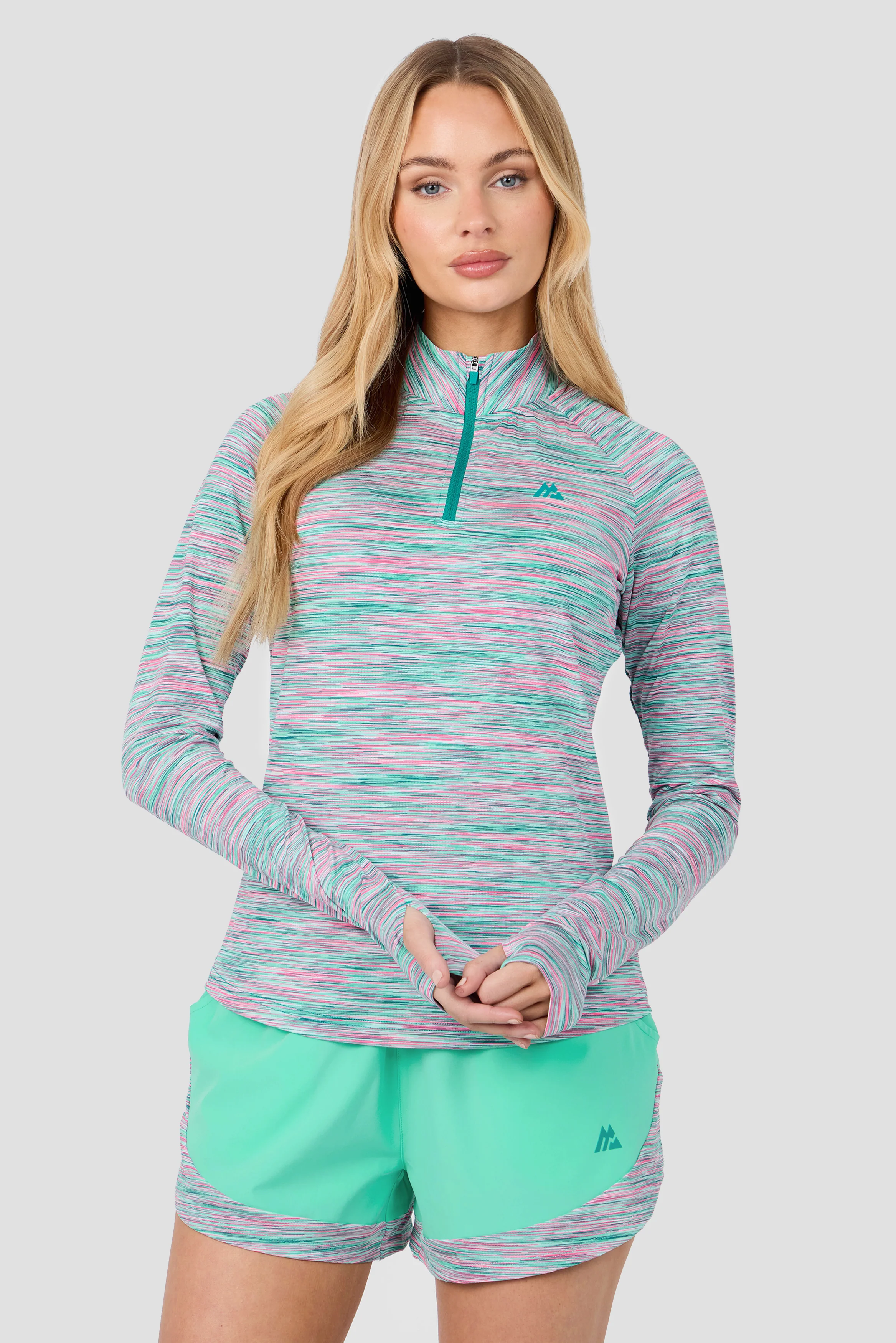 Women's Trail 1/4 Zip - Teal/Pink/White