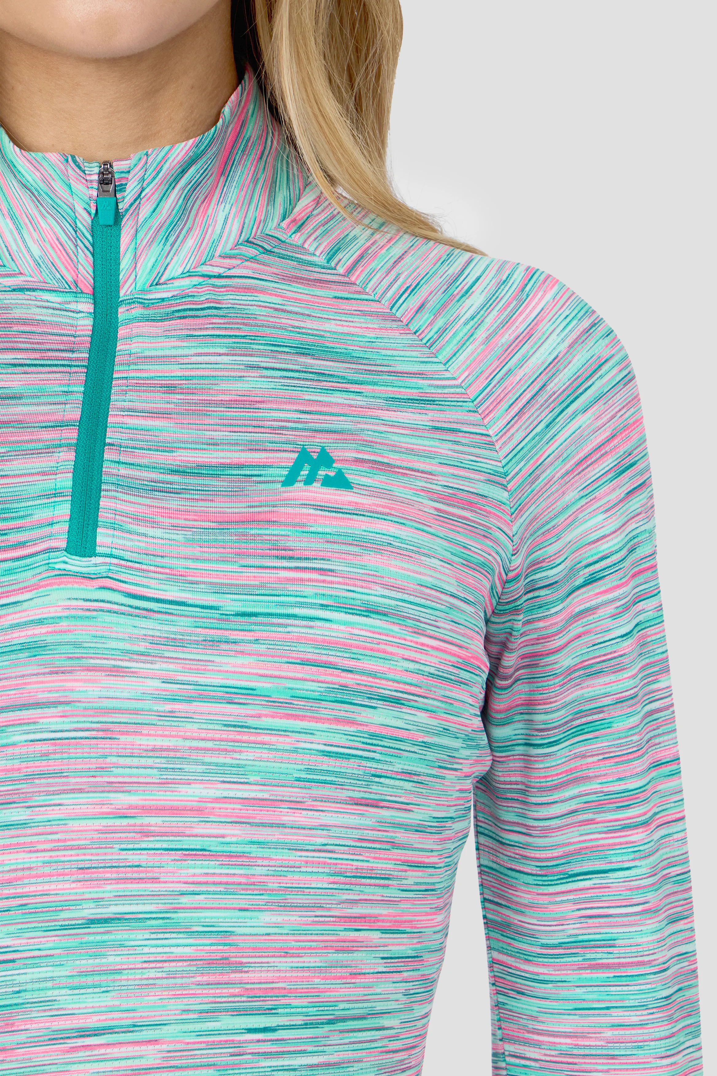 Women's Trail 1/4 Zip - Teal/Pink/White - Image 3