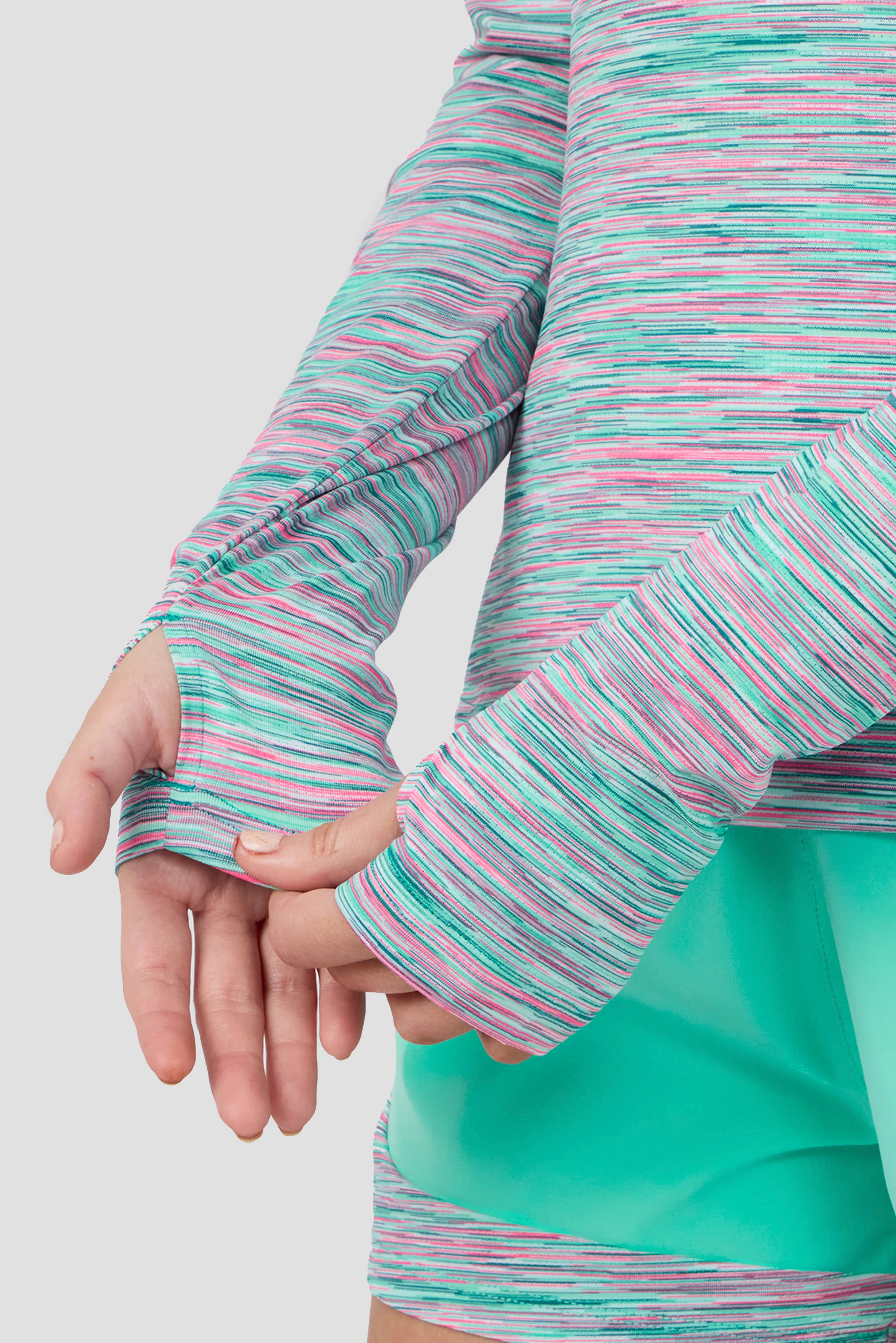 Women's Trail 1/4 Zip - Teal/Pink/White - Image 4