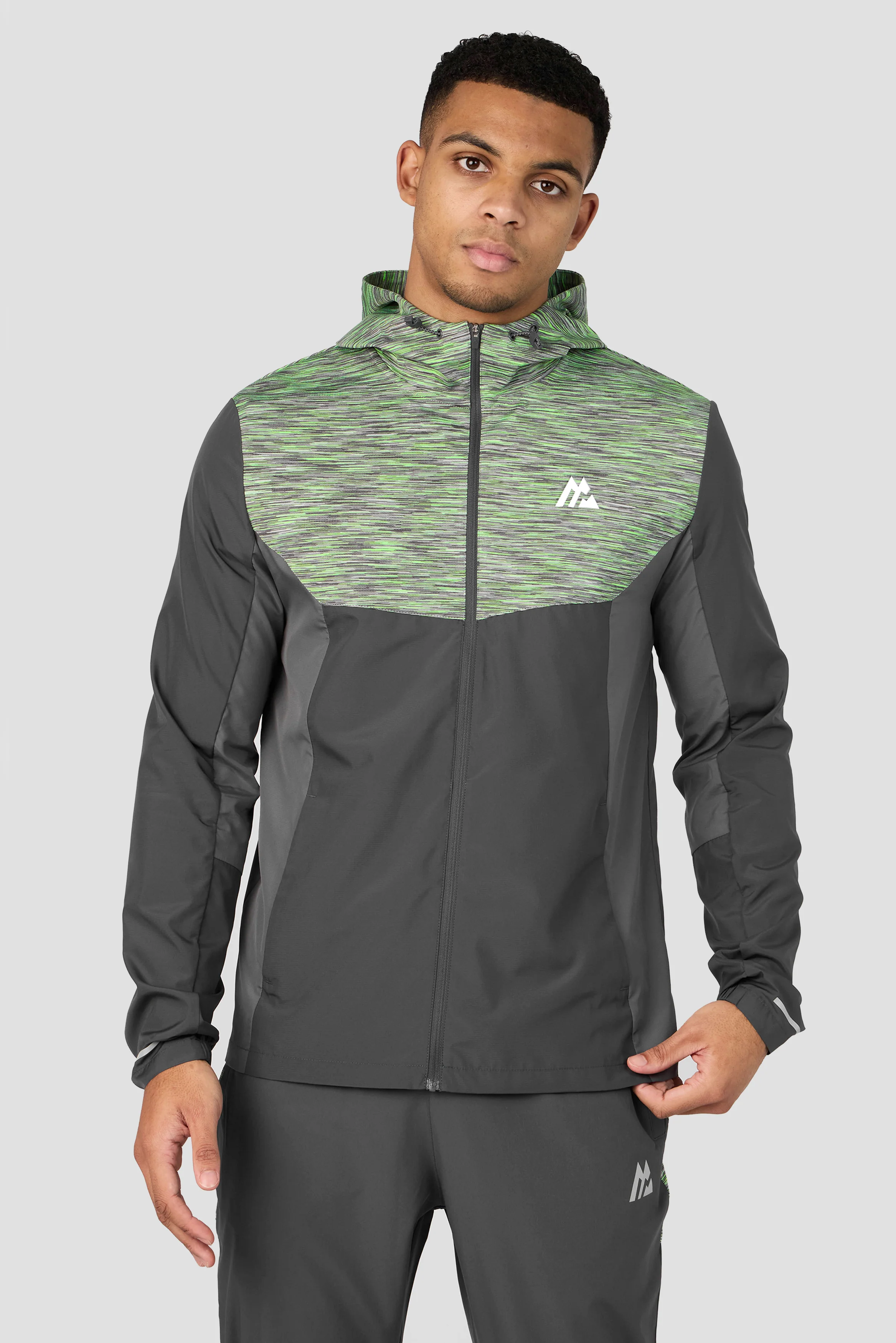 Trail Windbreaker - Grey/Neon Green