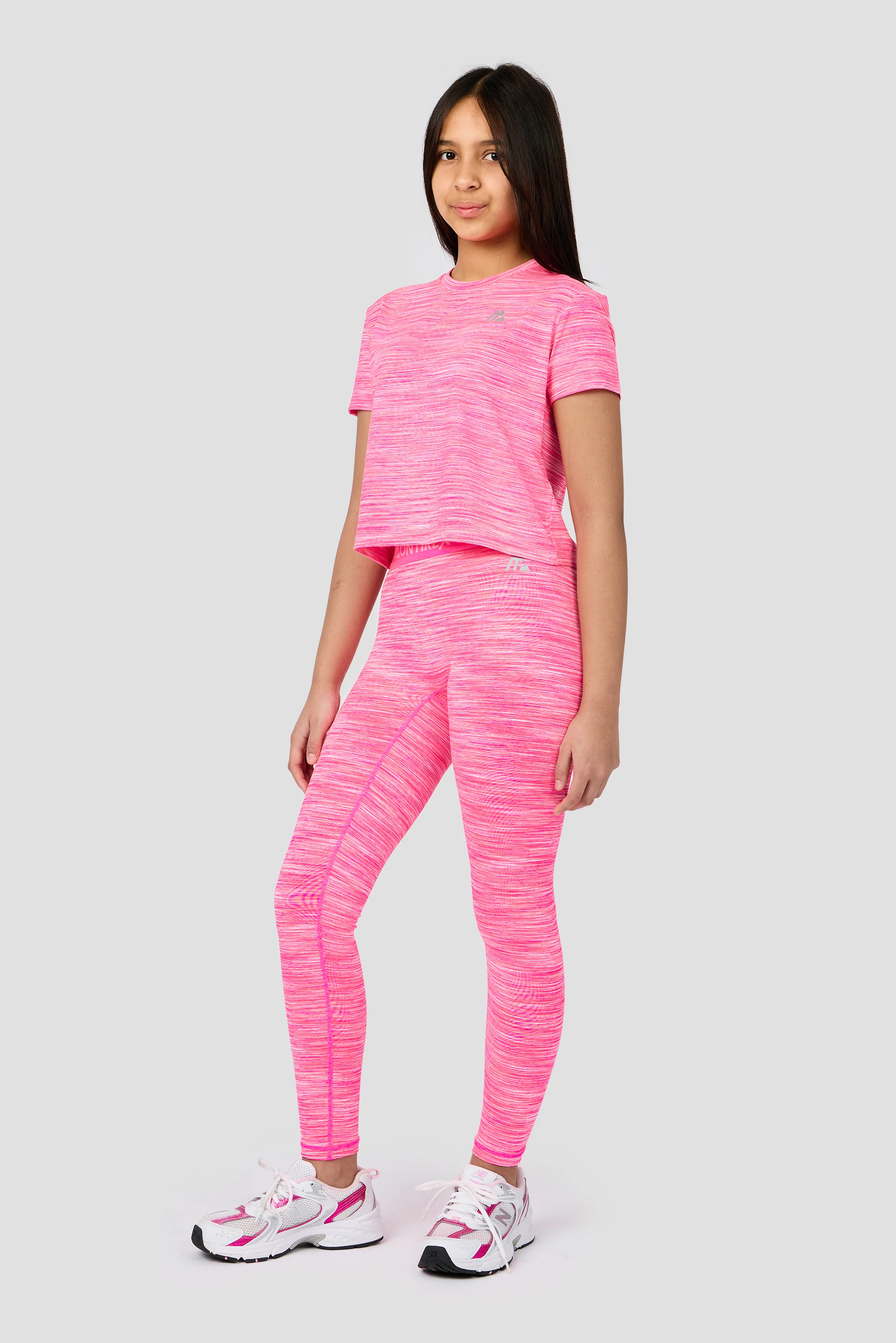 Girls Trail Icon Legging - Neon Pink Multi/White - Image 3