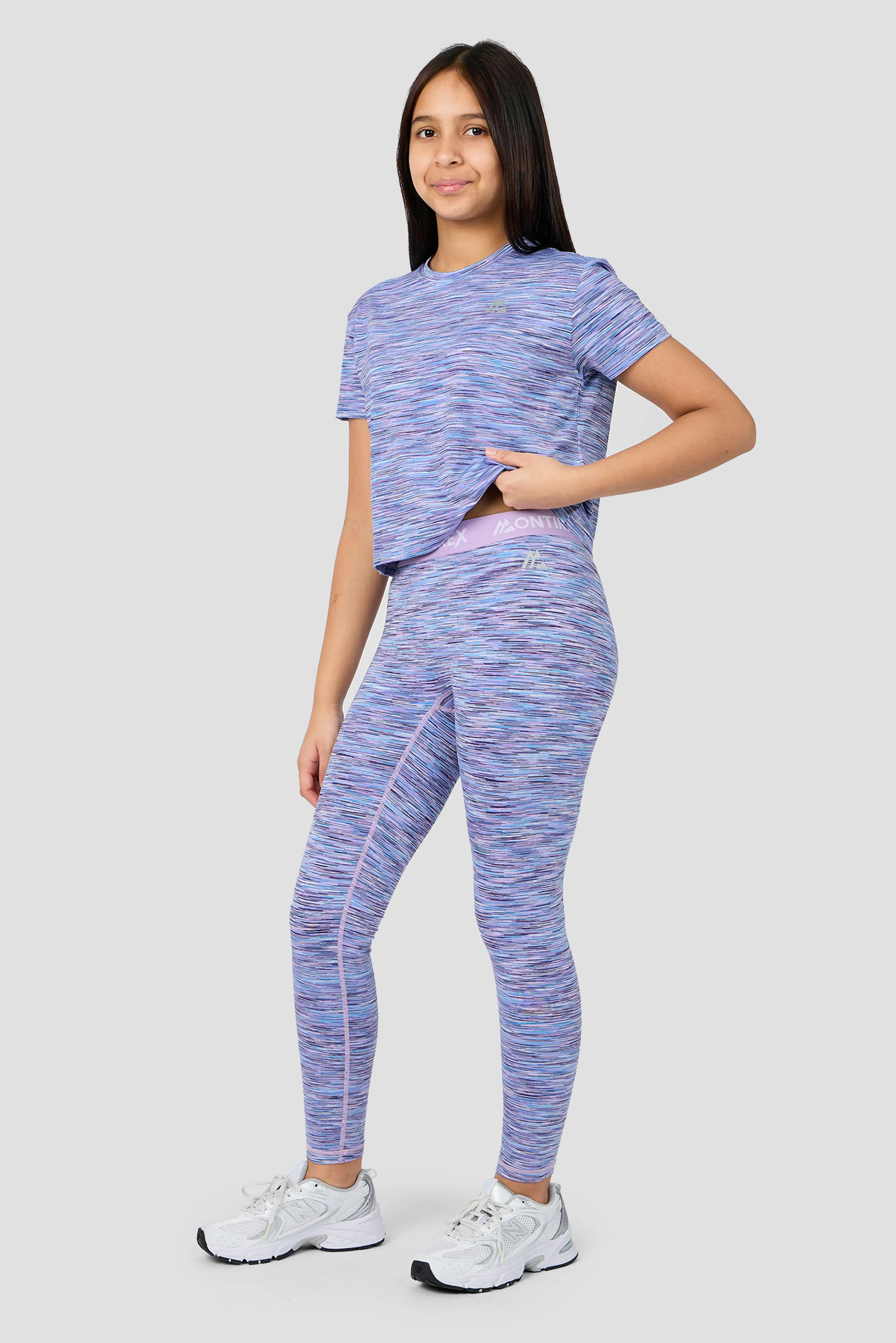 Girls Trail Icon Legging - Lilac/Blue/White - Image 3