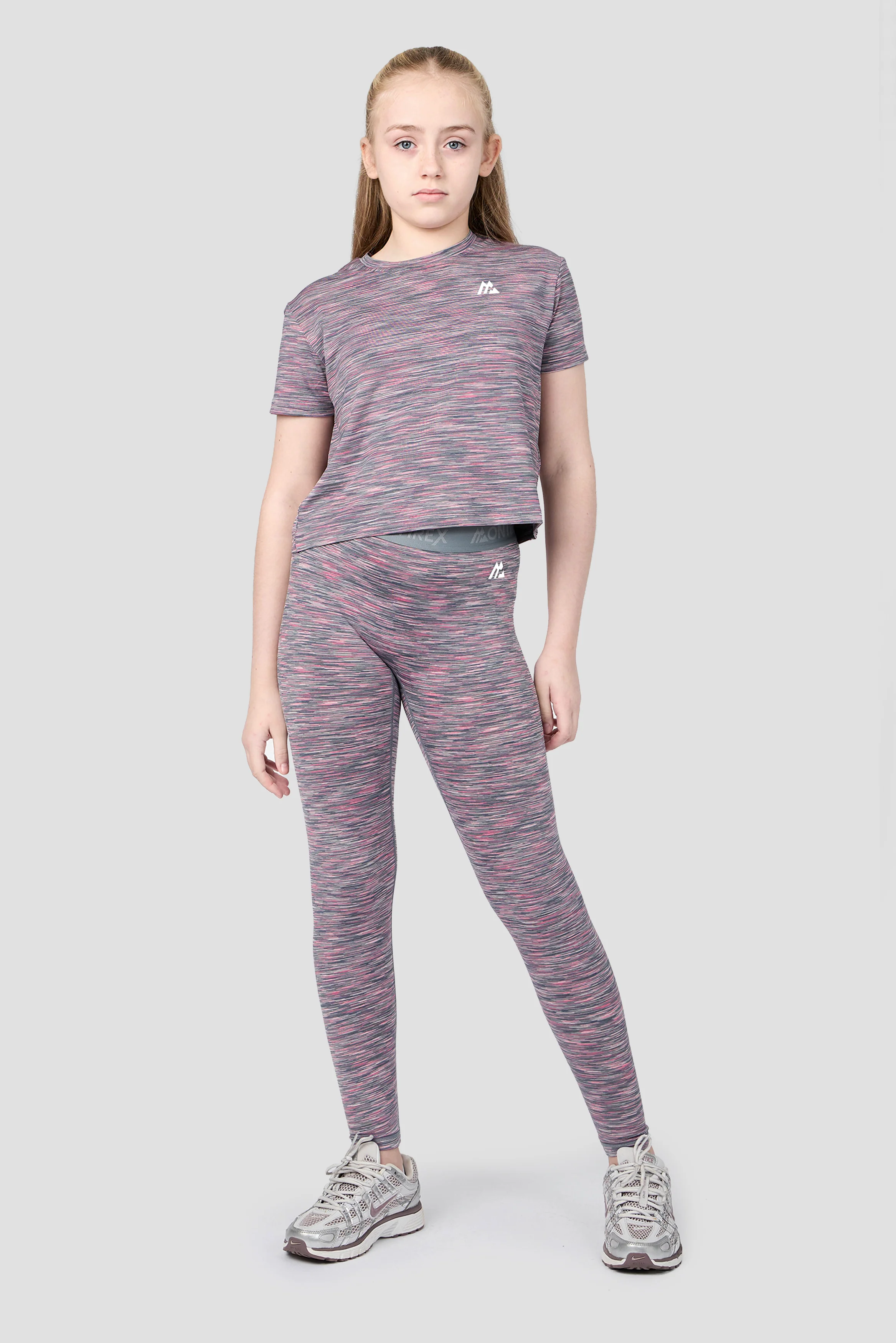 Girls Trail Icon Legging - Grey Multi/Pink - Image 3