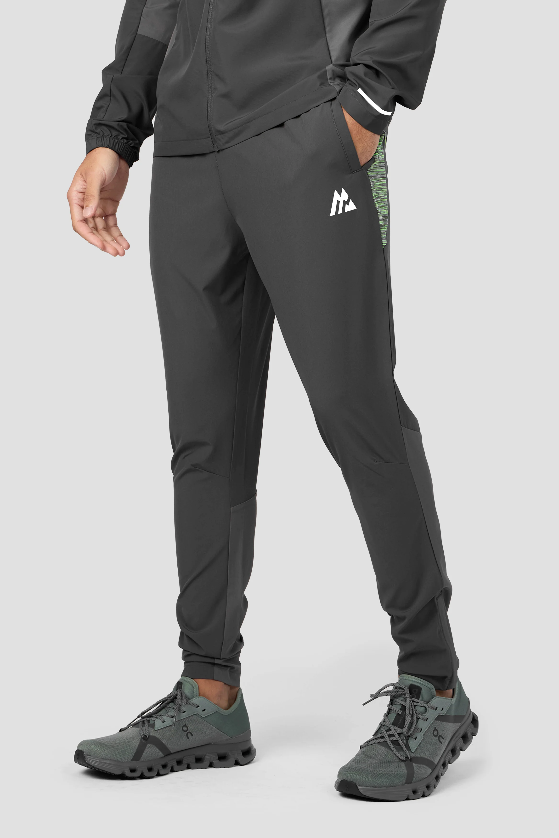 Trail Panel Running Pant - Grey/Neon Green