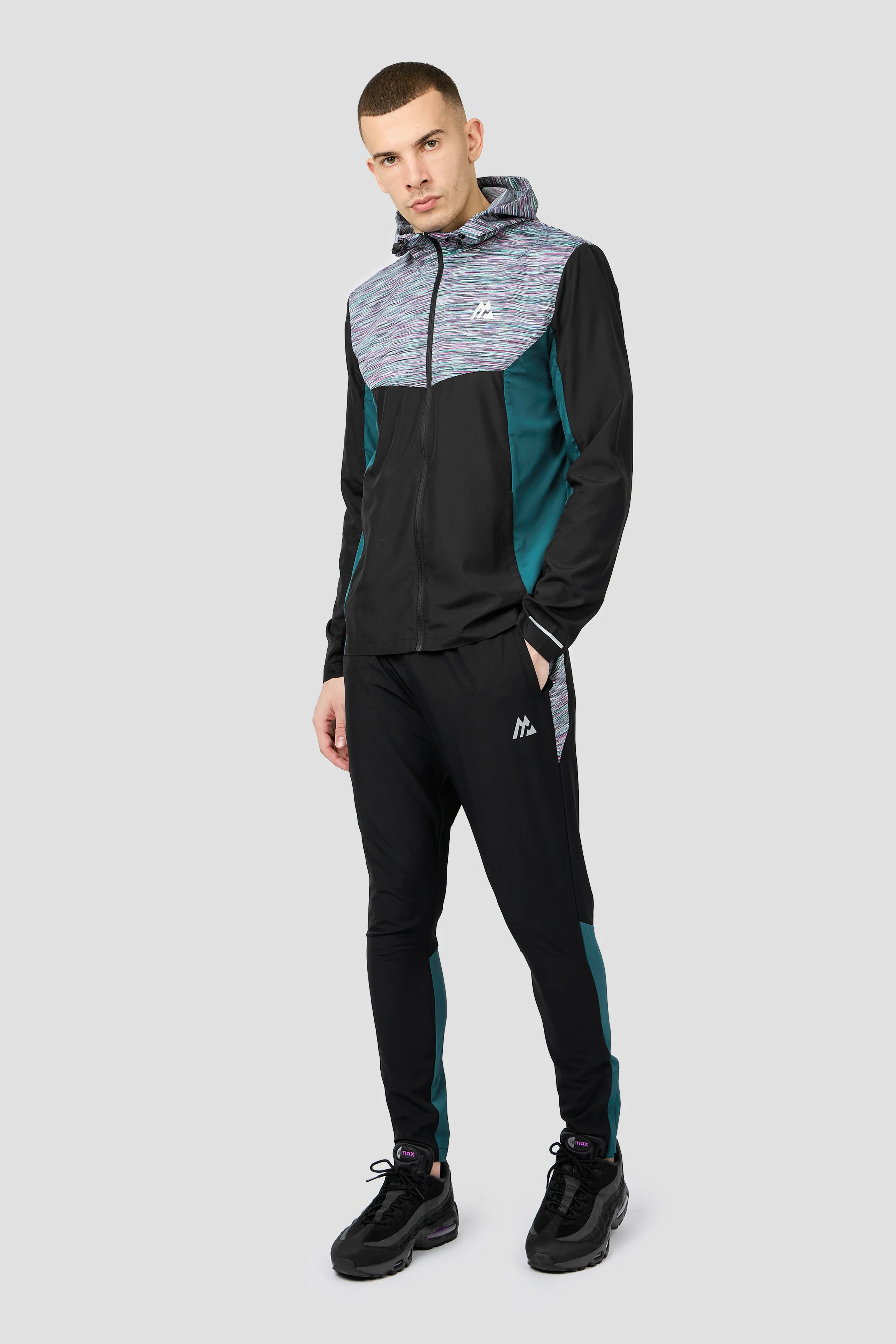 Trail Panel Running Pant - Black/Teal/Pink/White - Image 3