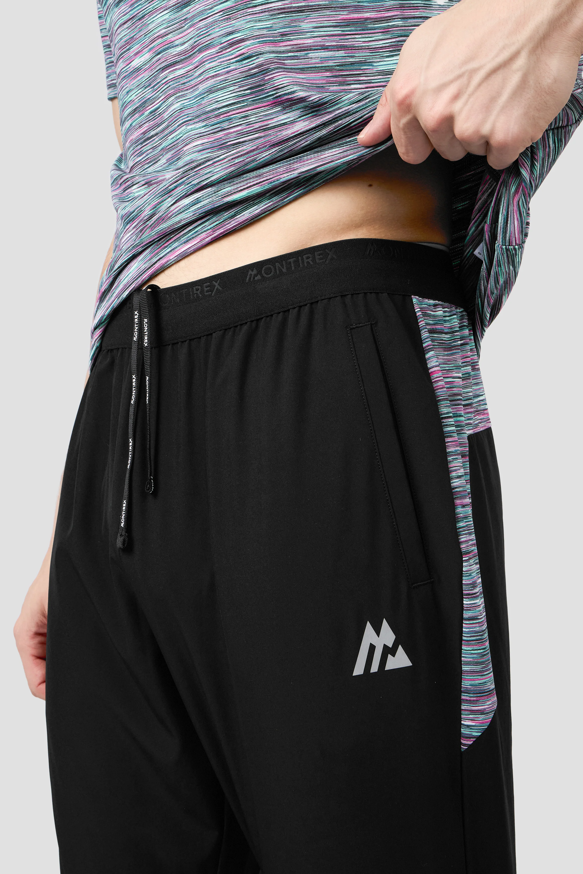 Trail Panel Running Pant - Black/Teal/Pink/White - Image 6