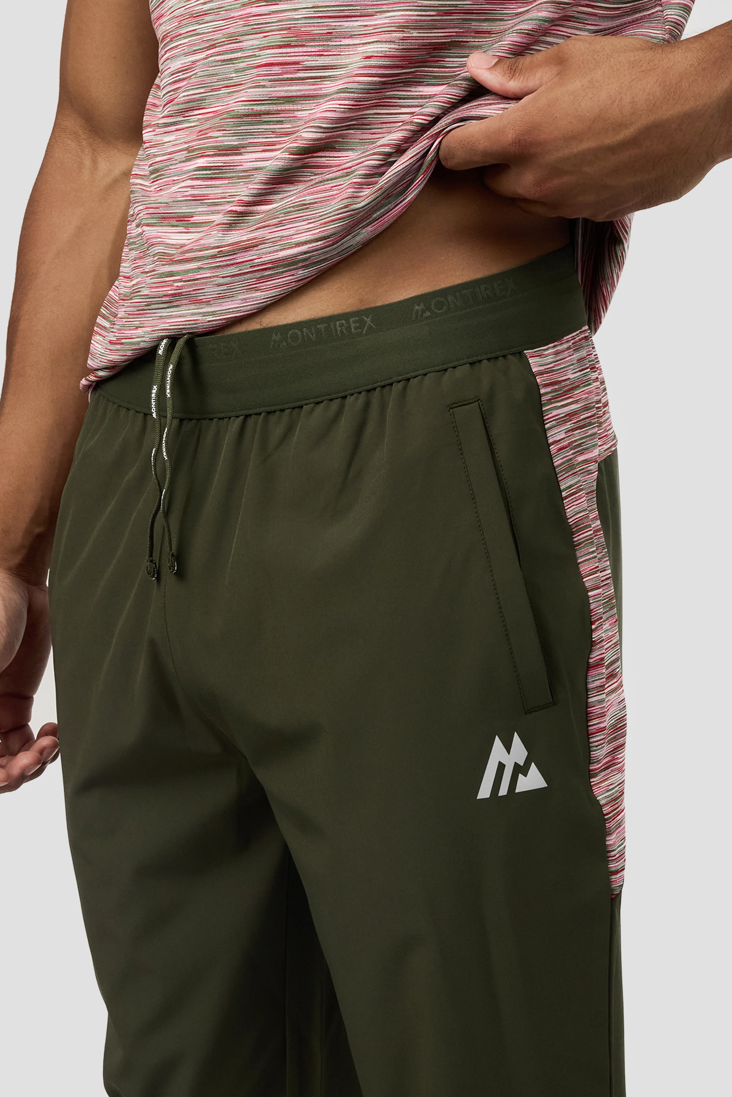 Trail Panel Running Pant - Khaki/Pink/Red - Image 9