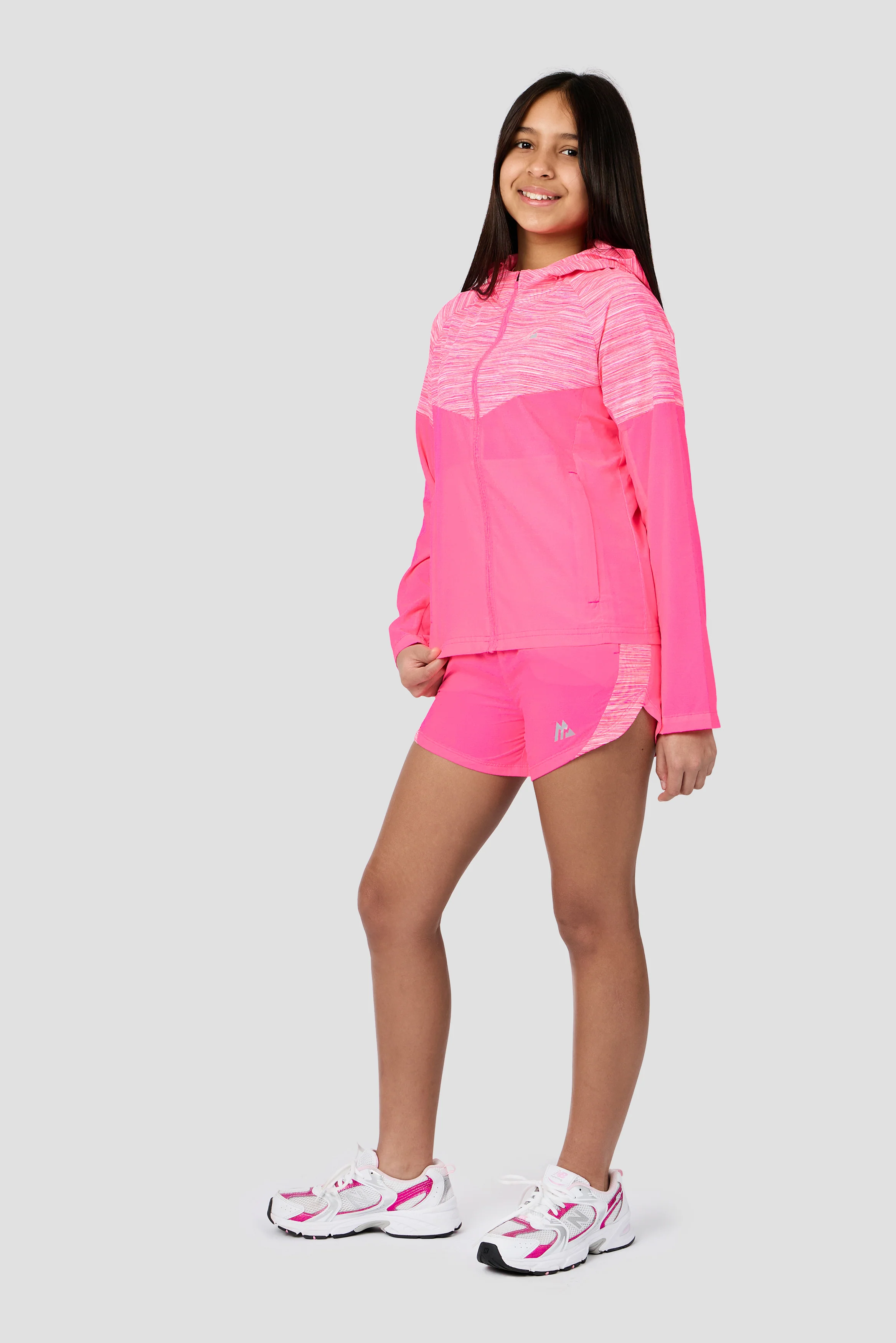 Girls Trail Panel Short - Neon Pink Multi/White - Image 3