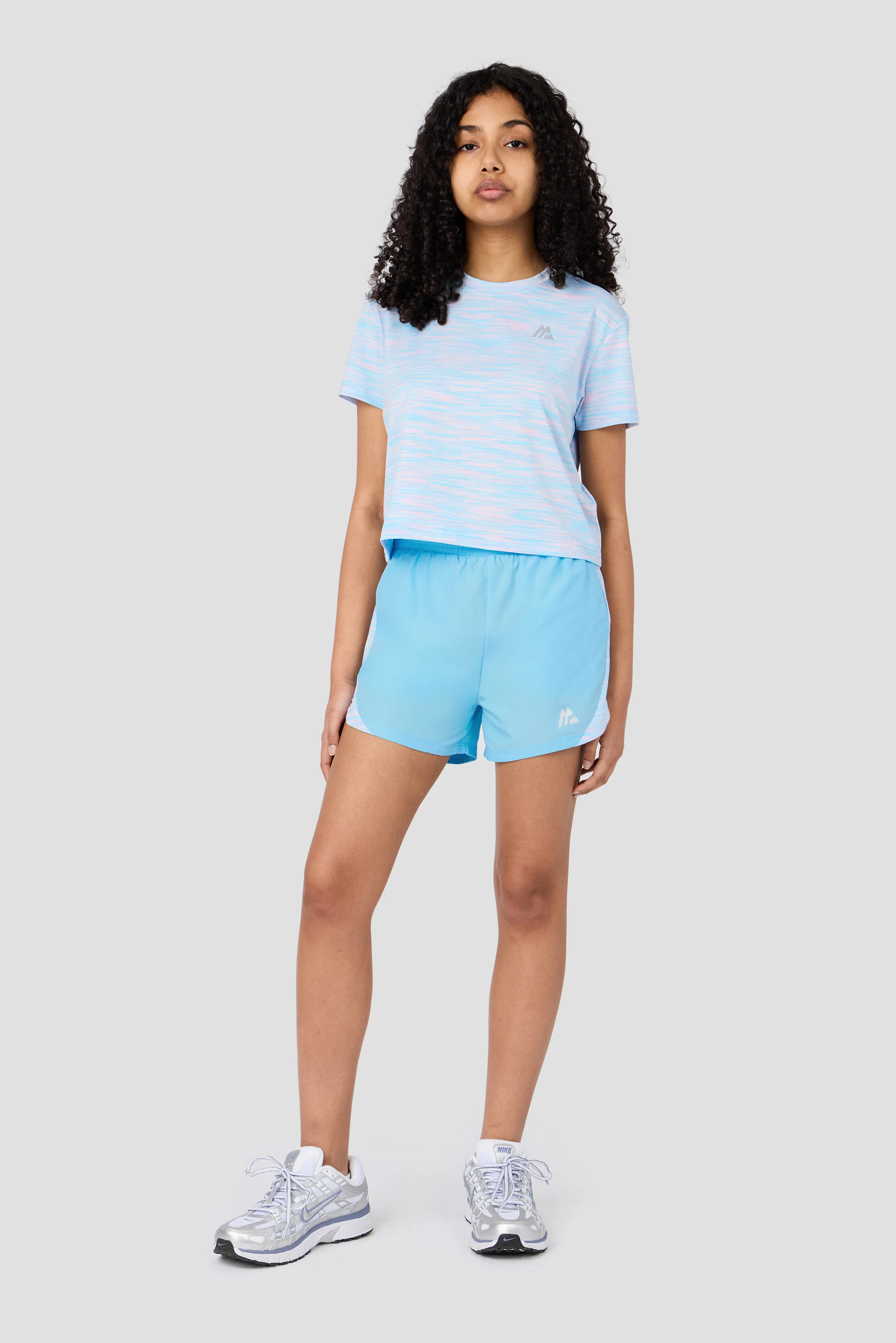 Girls Trail Panel Short - Light Blue/Pink - Image 3