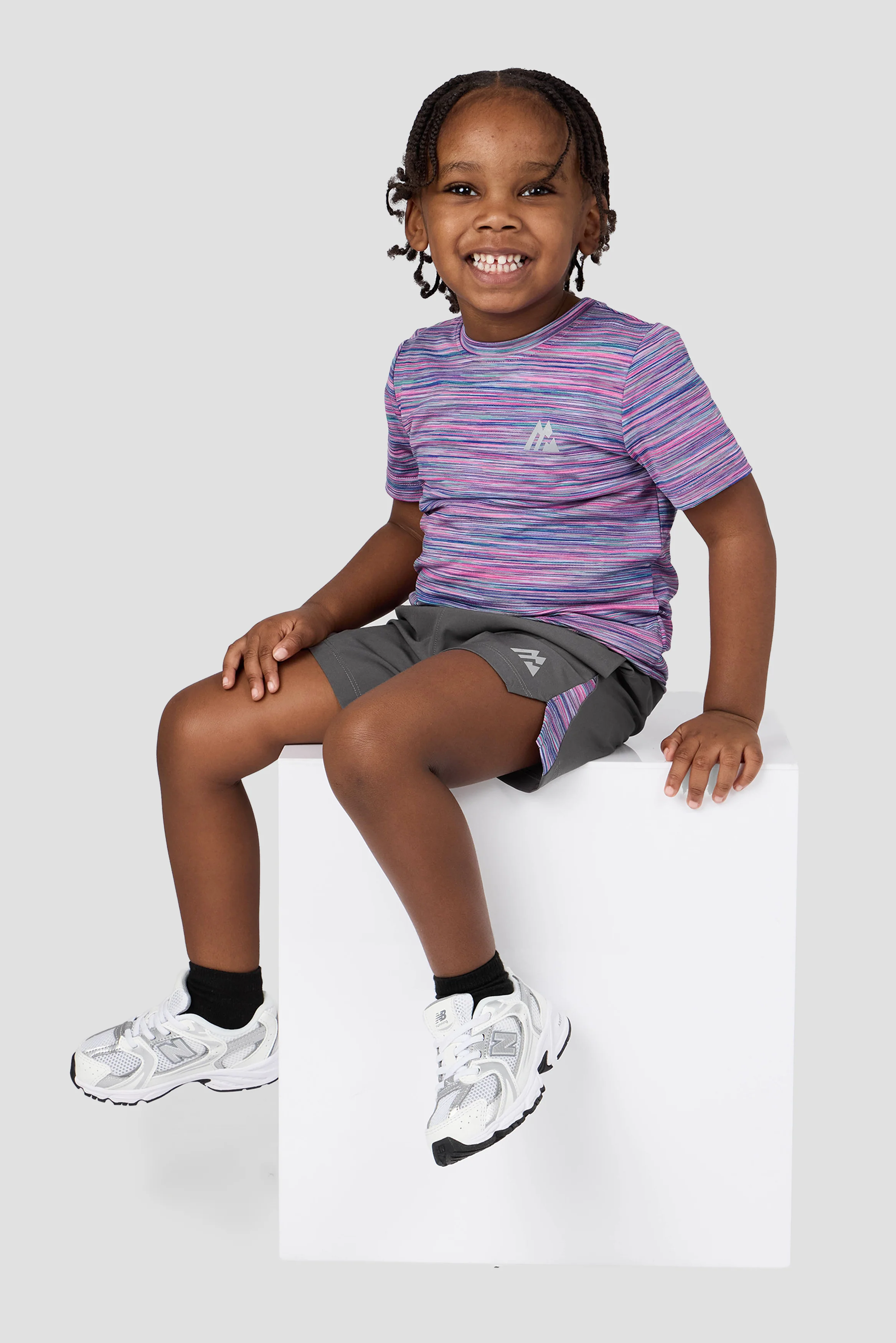 Infant Boys Trail T-Shirt/Short Set - Grey/Pink/Purple/Blue - Image 3