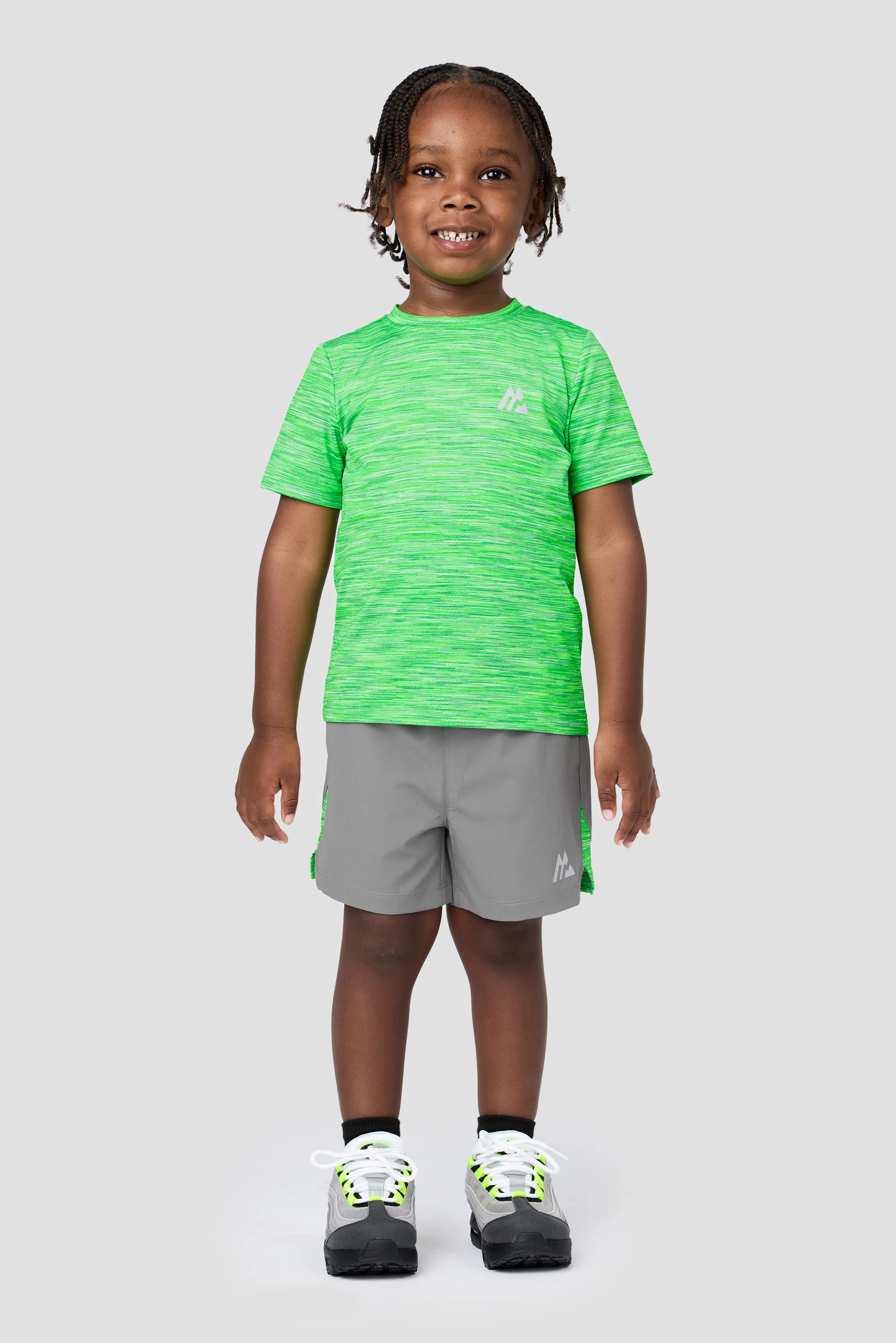 Infant Boys Trail T-Shirt/Short Set - Grey/Neon Green Multi
