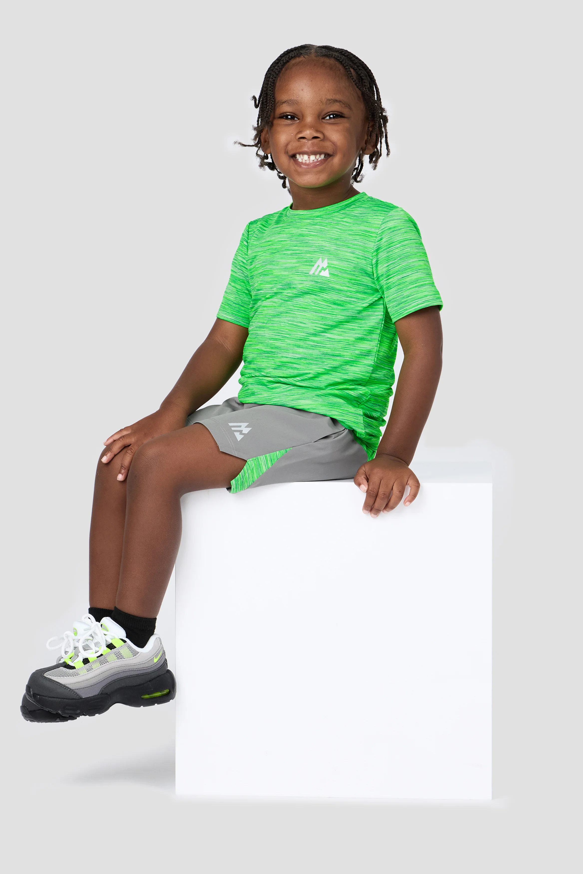 Infant Boys Trail T-Shirt/Short Set - Grey/Neon Green Multi - Image 3