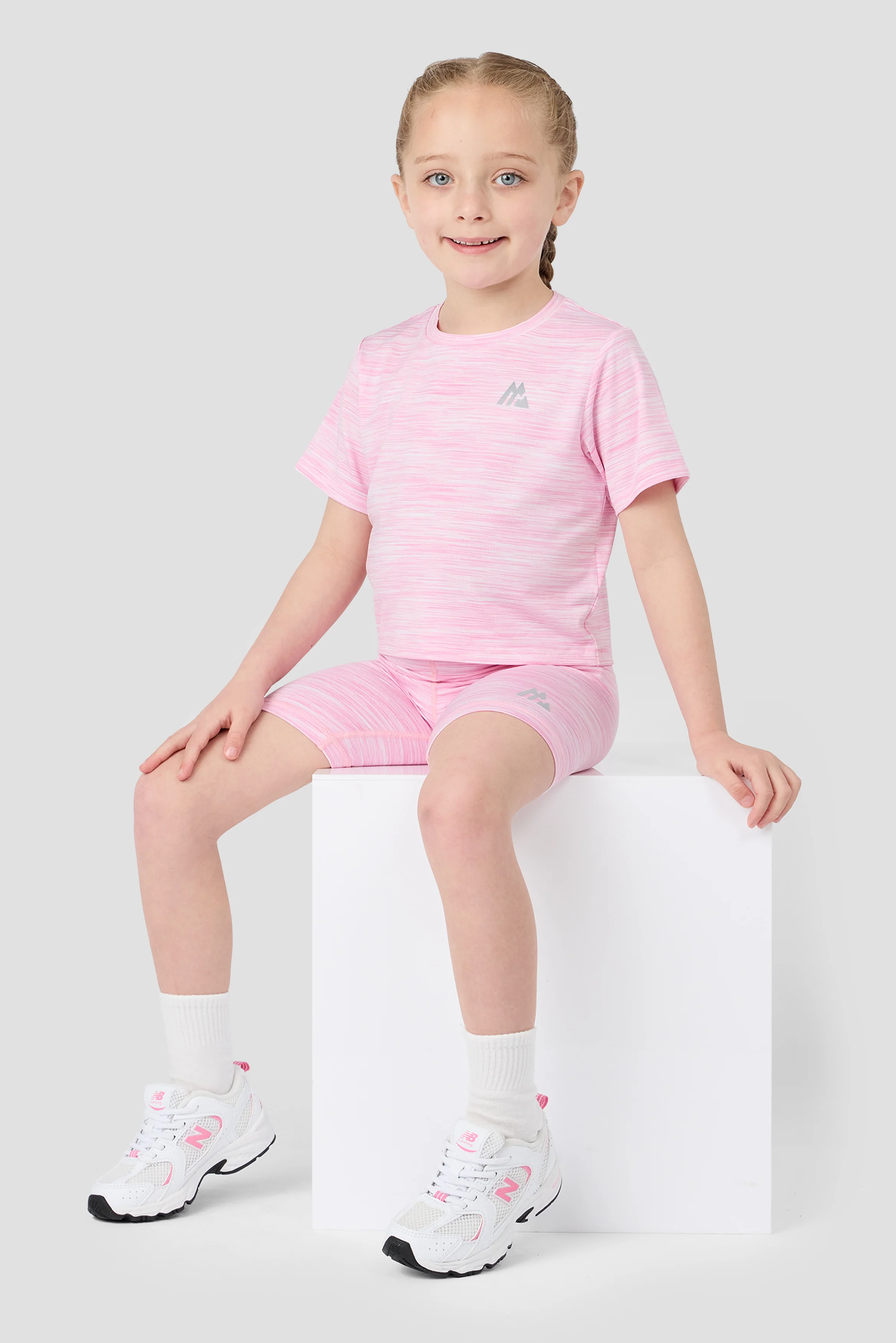 Infant Girls Trail T-Shirt/Trail Cycling Short - Soft Pink/White - Image 3