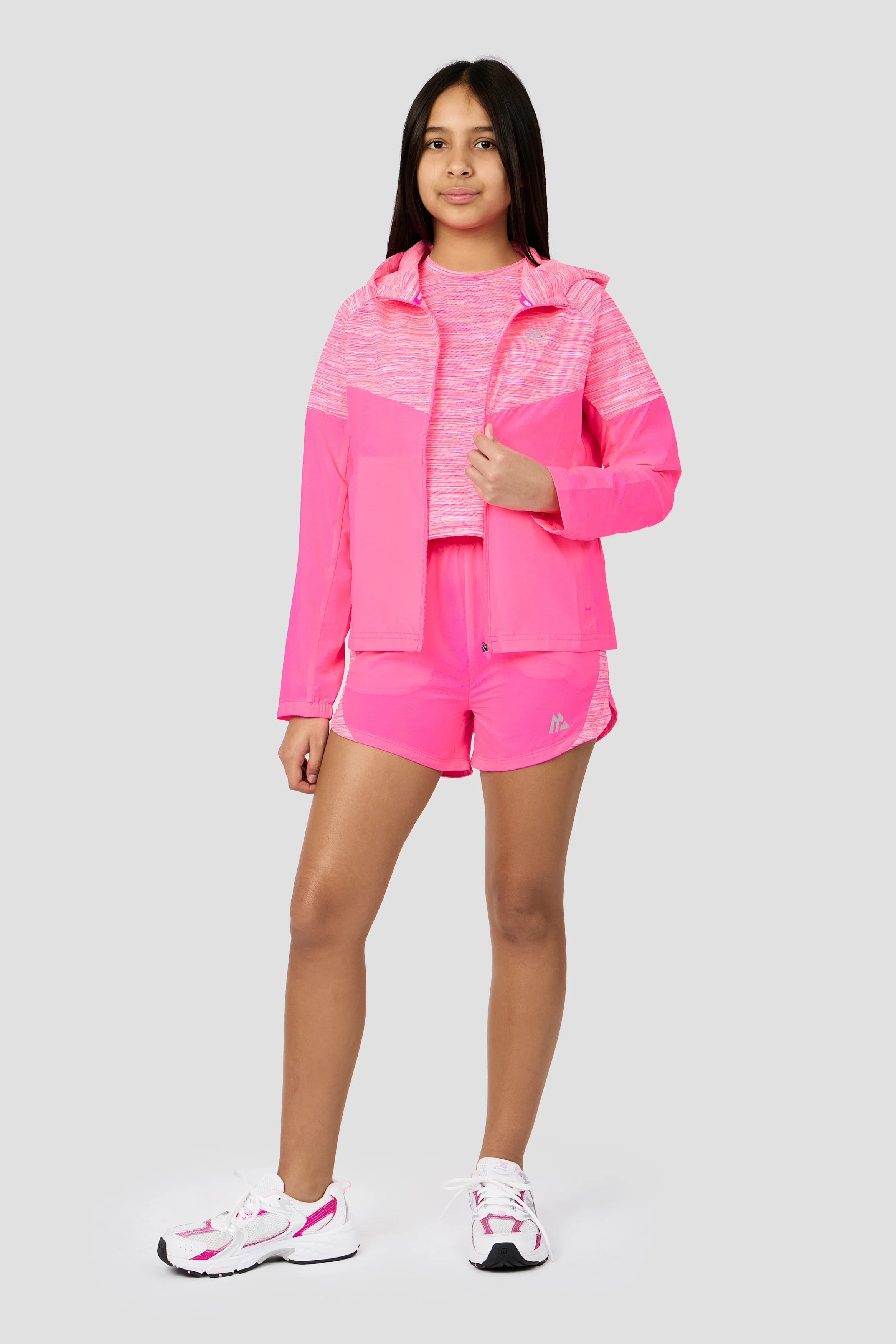 Girls Trail Windbreaker - Neon Pink Multi/White - Image 7