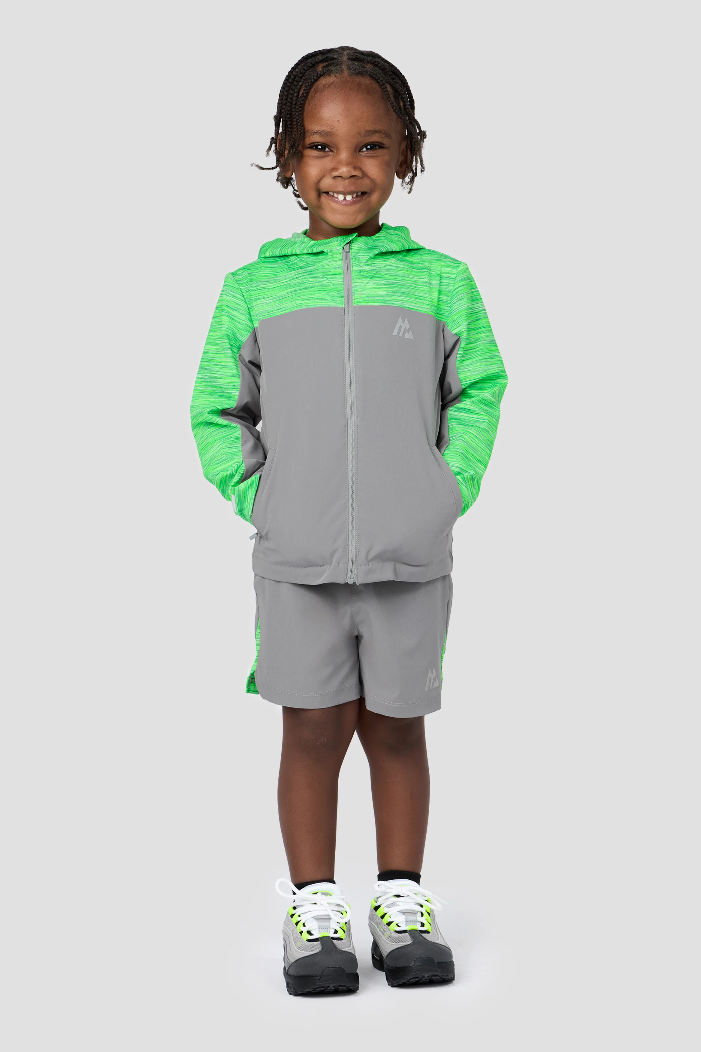 Infant Boys Trail Windbreaker - Grey/Neon Green