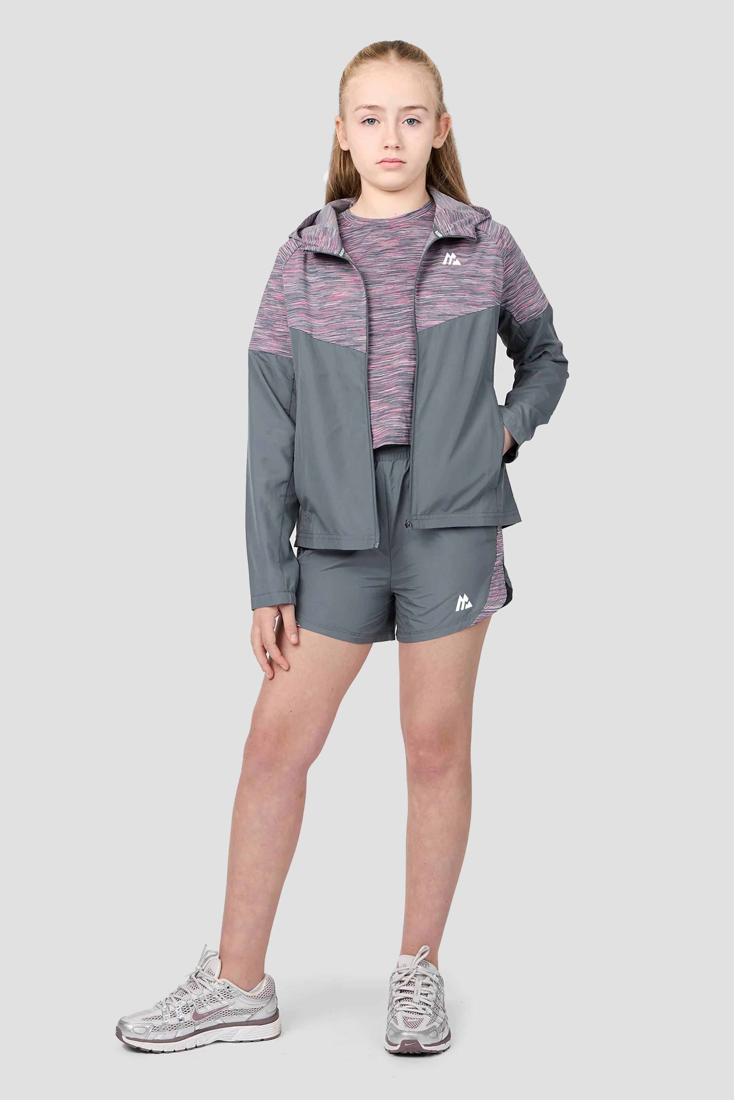 Girls Trail Windbreaker - Grey Multi/Pink - Image 7