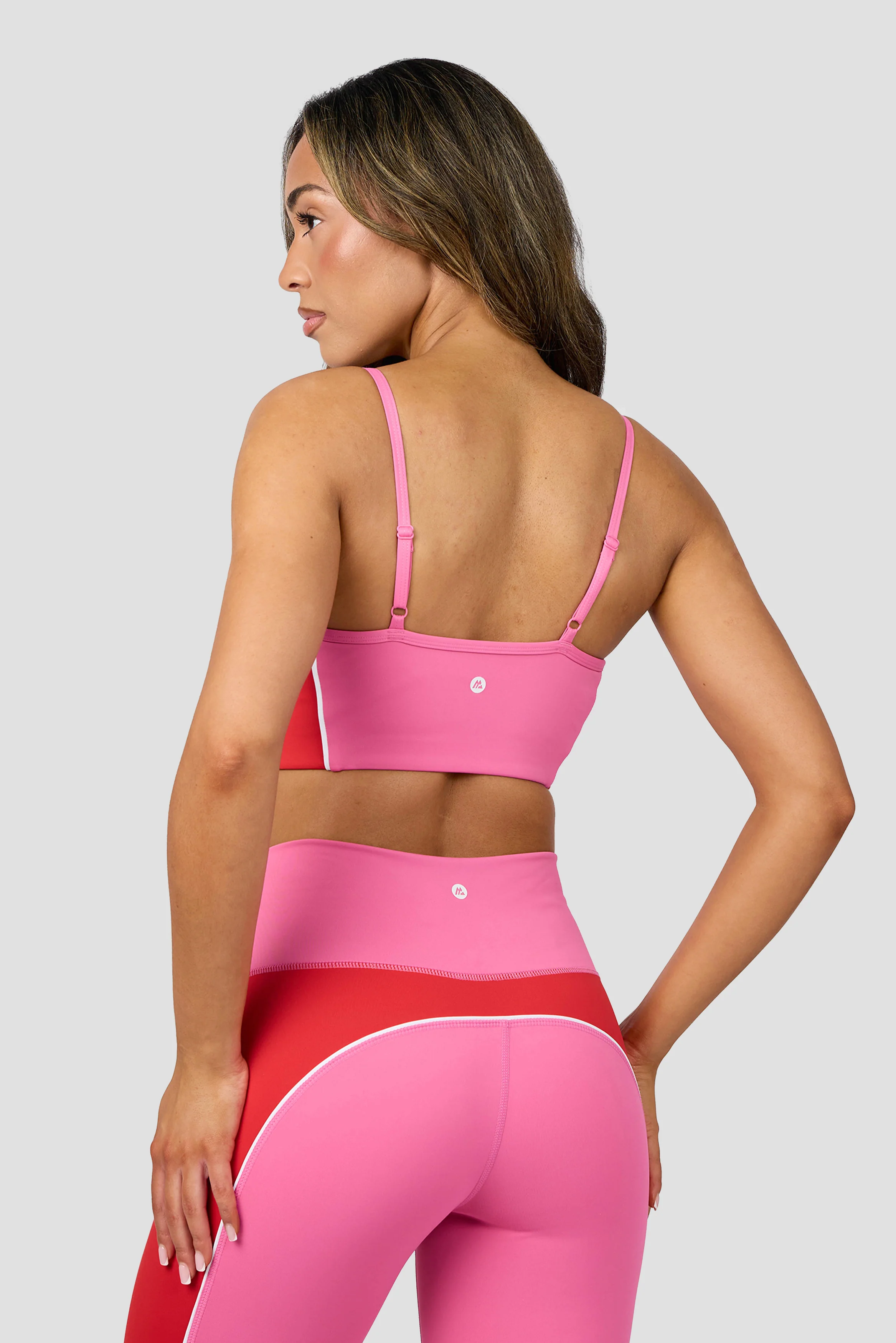 Vitality Sports Bra - Peony Pink/Poppy Red/White - Image 2